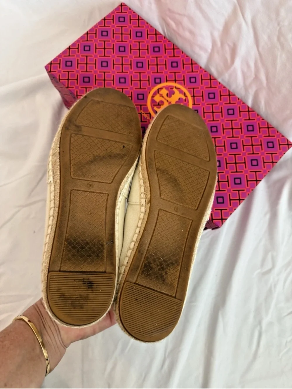 Tory Burch Ines Fil Coupe Espadrille Canvas Leather - Size 8.5